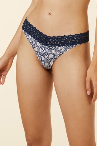 Tanga Wish Print - Azul-marinho