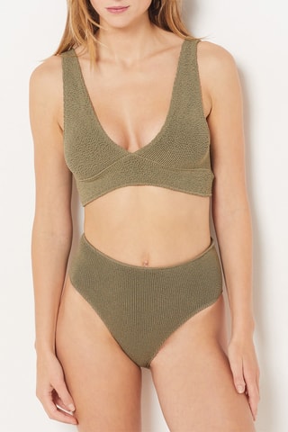Bas de maillot taille haute Onesizebyetam - Kaki