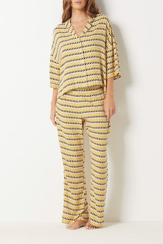 Calças de pijama Mich - Amarelo e branco