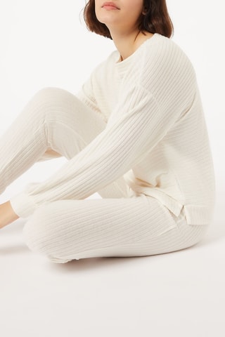 Pantalon de pyjama taille haute Calino - Ecru