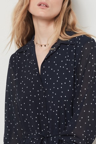 Vestido-camisa Maryh - Azul-marinho e cru - Etam