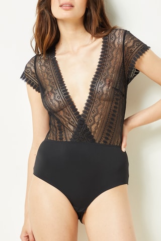 Body bi-matéria Diamant - Preto - Etam