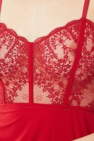 Badydoll bi-matéria Sexy Saint Valentin Vermelho - Etam