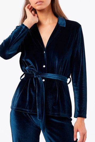 Camisa em veludo Velvety Azul-marinho