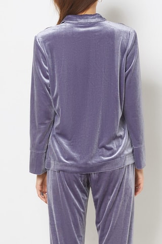 Camisa de pijama em veludo - Azul-noite