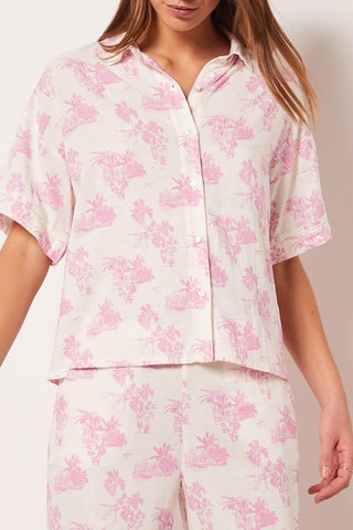 Camisa de pijama em linho Indian Bliss Cru - Etam