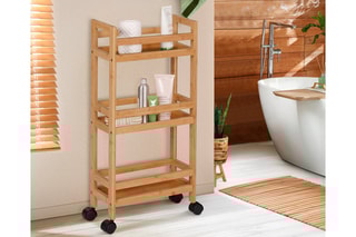 Carinho de cozinha em bambu 3 níveis Maya - Natural e preto