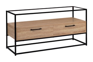 Móvel de TV com 2 gavetas Siena - Imitação de madeira e preto