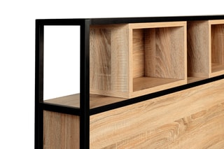 Cabeceira de cama Manufacture - Imitação de madeira clara e preto