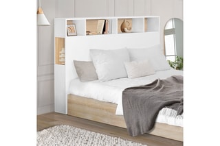 Cabeceira de cama - Branco e natural