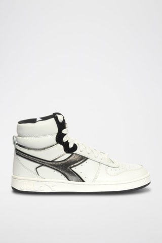 Baskets montantes en cuir Magic - Blanc et noir