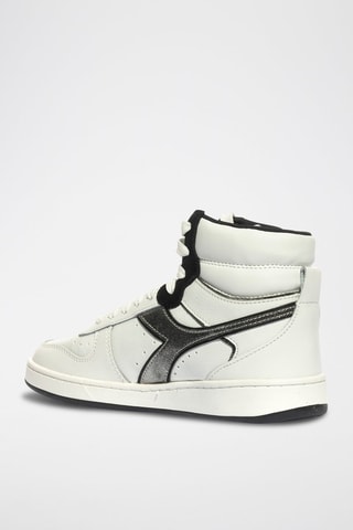 Baskets montantes en cuir Magic - Blanc et noir