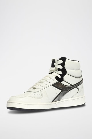 Baskets montantes en cuir Magic - Blanc et noir