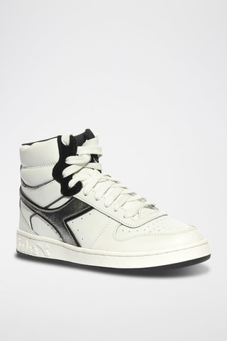 Baskets montantes en cuir Magic - Blanc et noir