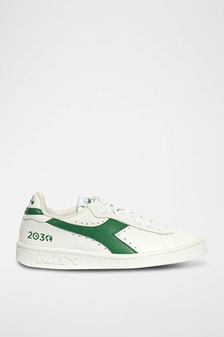 Baskets en cuir L Low - Blanc et vert