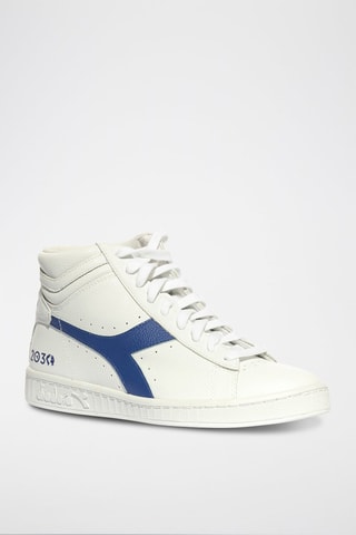 Baskets montantes en cuir L HIGH 2030 - Blanc et bleu foncé