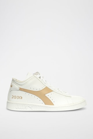Baskets montantes en cuir Row Cut 2030 - Beige et blanc