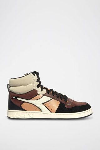 Baskets montantes en cuir Magic - Marron et noir