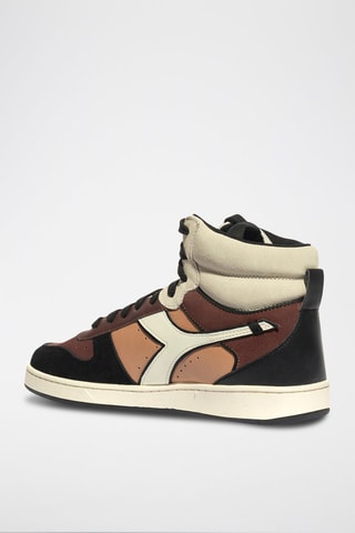 Baskets montantes en cuir Magic - Marron et noir