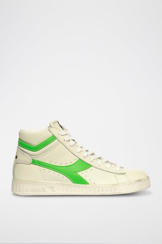 Baskets montantes en cuir Game L High Fluo - Blanc et vert
