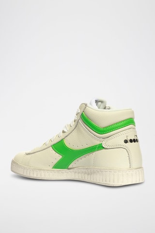 Baskets montantes en cuir Game L High Fluo - Blanc et vert