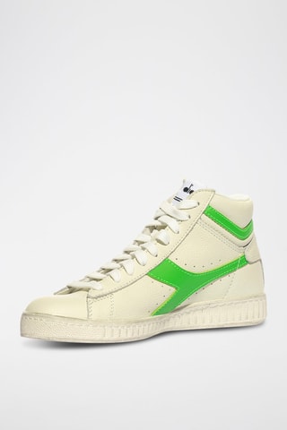 Baskets montantes en cuir Game L High Fluo - Blanc et vert