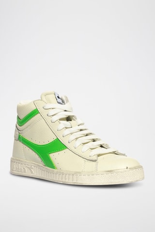 Baskets montantes en cuir Game L High Fluo - Blanc et vert