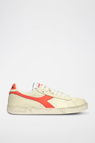 Baskets en cuir Game L Low Fluo - Blanc et corail