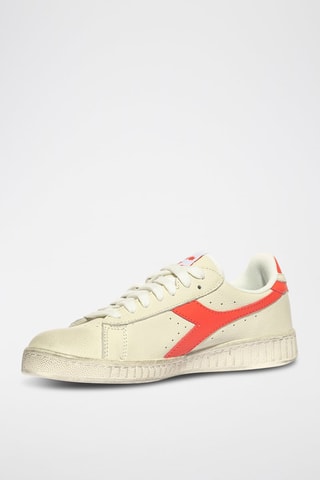 Baskets en cuir Game L Low Fluo - Blanc et corail