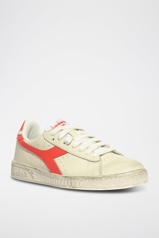 Baskets en cuir Game L Low Fluo - Blanc et corail