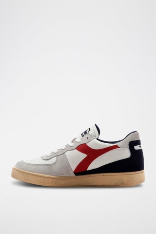 Baskets en cuir Ripstop - Blanc et rouge