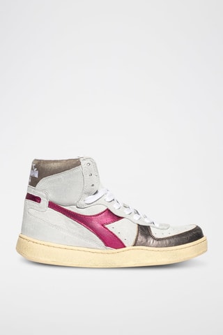 Baskets montantes en cuir Metal Used WN - Blanc et fuchsia