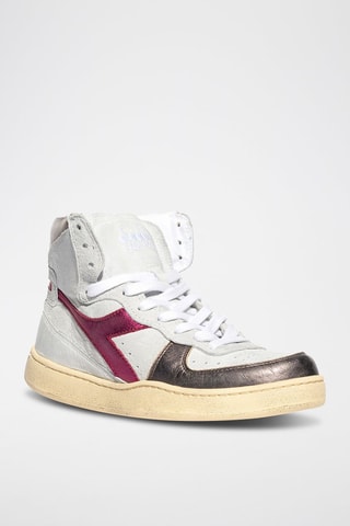 Baskets montantes en cuir Metal Used WN - Blanc et fuchsia