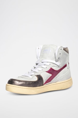 Baskets montantes en cuir Metal Used WN - Blanc et fuchsia
