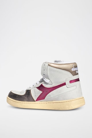 Baskets montantes en cuir Metal Used WN - Blanc et fuchsia