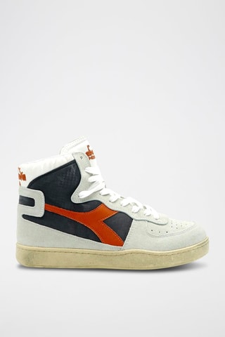 Baskets montantes en cuir Ripstop - Blanc et noir