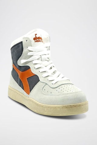 Baskets montantes en cuir Ripstop - Blanc et noir
