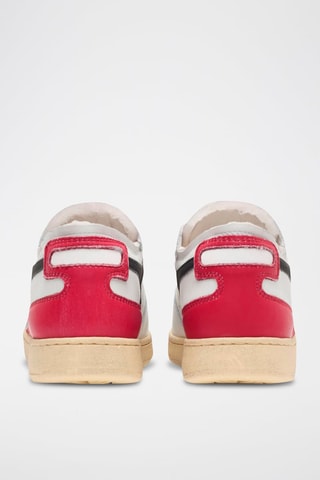 Baskets en cuir Row Cut - Blanc et rouge