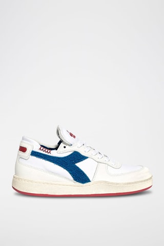 Baskets en cuir Row Cut Terry - Blanc et bleu
