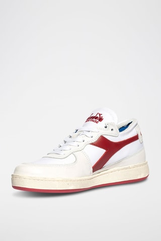 Baskets en cuir Row Cut Terry - Blanc et bleu