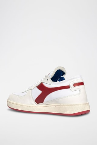 Baskets en cuir Row Cut Terry - Blanc et bleu