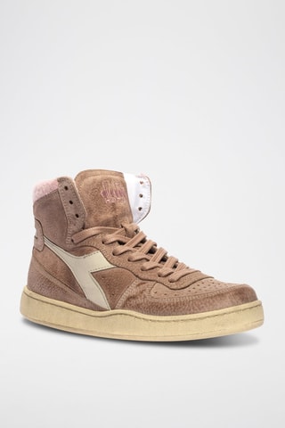 Baskets montantes en nubuck Shearling WN - Beige et rose