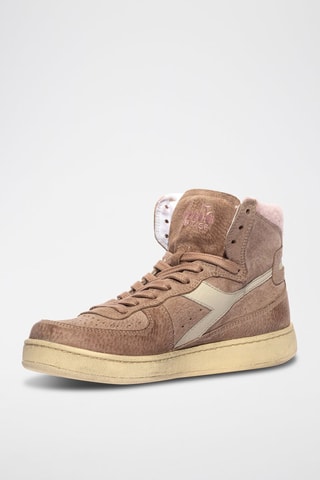 Baskets montantes en nubuck Shearling WN - Beige et rose