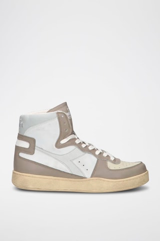Baskets montantes en cuir Used - Blanc et beige