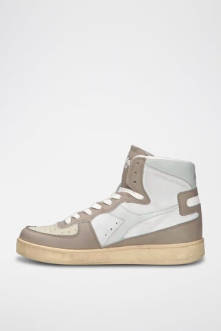 Baskets montantes en cuir Used - Blanc et beige