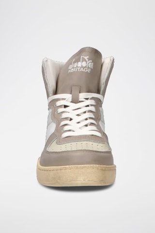 Baskets montantes en cuir Used - Blanc et beige