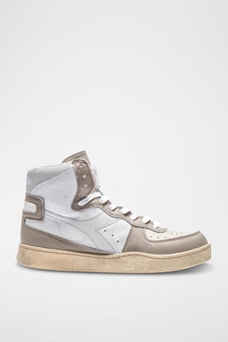 Baskets montantes en cuir Used - Blanc et beige