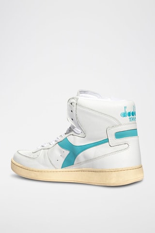 Baskets montantes en cuir Used - Blanc et bleu