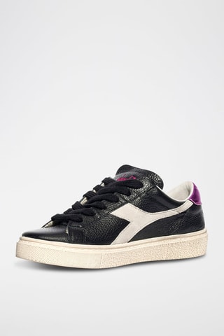 Baskets en cuir Montecarlo H Pieno Fiore - Noir et blanc
