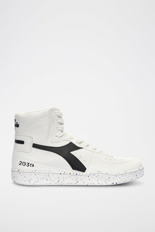 Baskets montantes en cuir 2030 - Blanc et noir